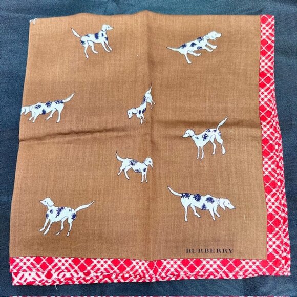 Unused-  DOGS Burberry Men-Women Miniscarf/Handkercotton 19" Dark Brown  Nova(85 - Picture 7 of 9